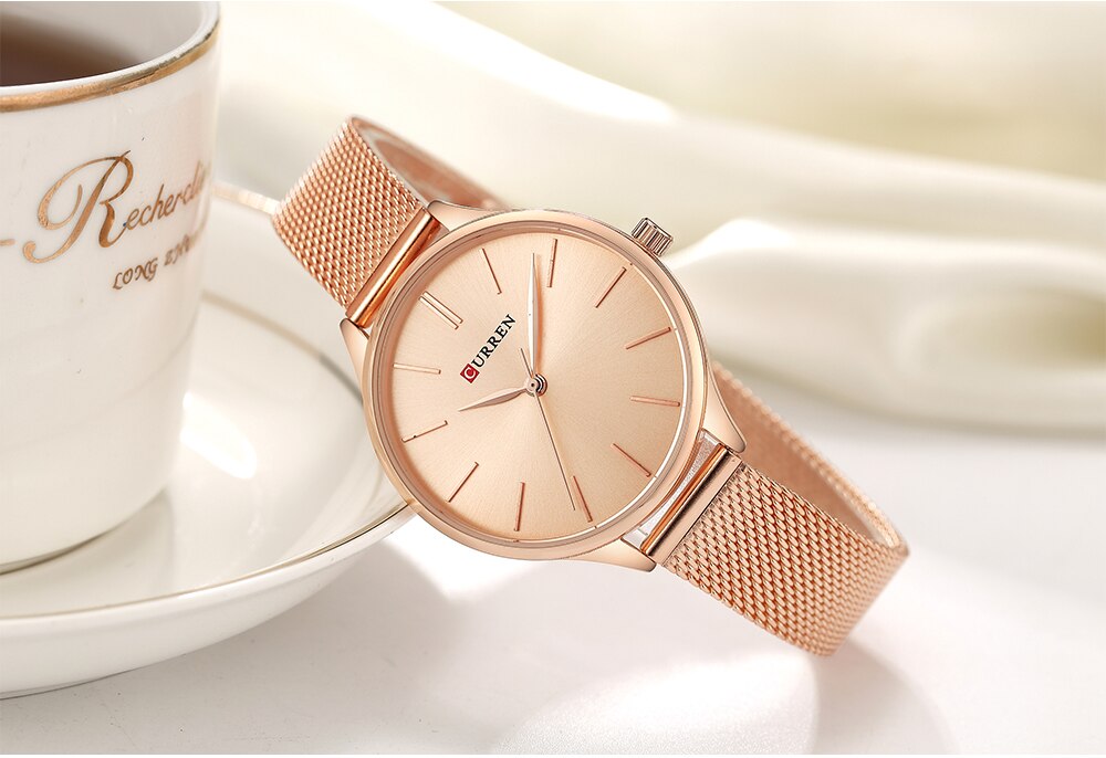 CURREN Original Brand Mesh Band Wrist Watch For Women