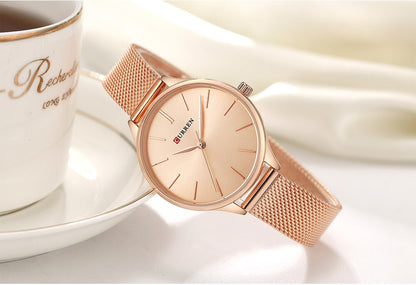 CURREN Original Brand Mesh Band Wrist Watch For Women