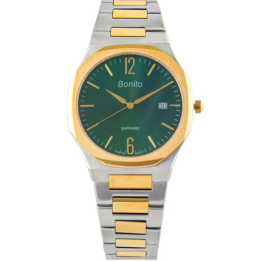 Bonito K-5129-TTGLD-GRN Metal Band Men Watch