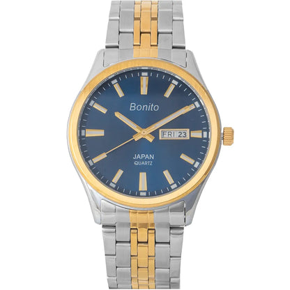 Bonito K-6132-TTGLD-BLU Metal Band Men Watch