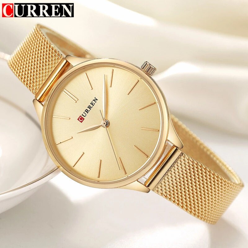 CURREN Original Brand Mesh Band Wrist Watch For Women